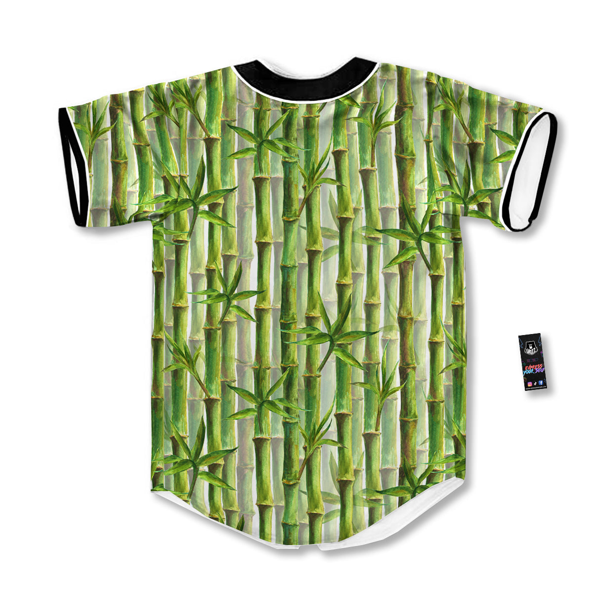 Bamboo Watercolor Print Pattern Baseball Jersey-grizzshop