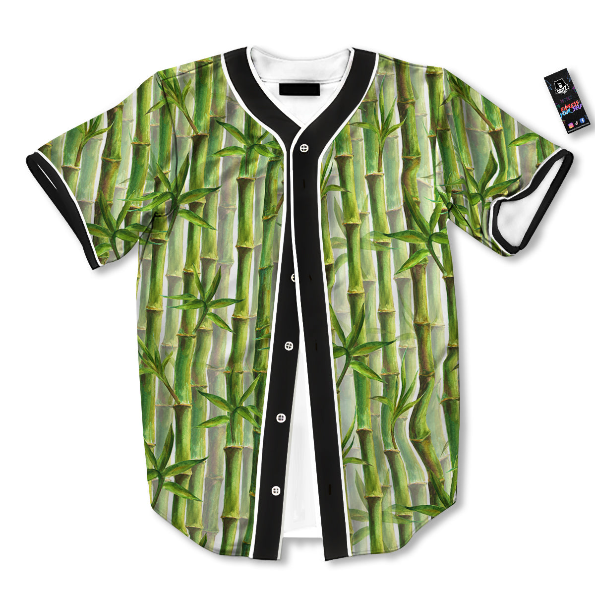 Bamboo Watercolor Print Pattern Baseball Jersey-grizzshop