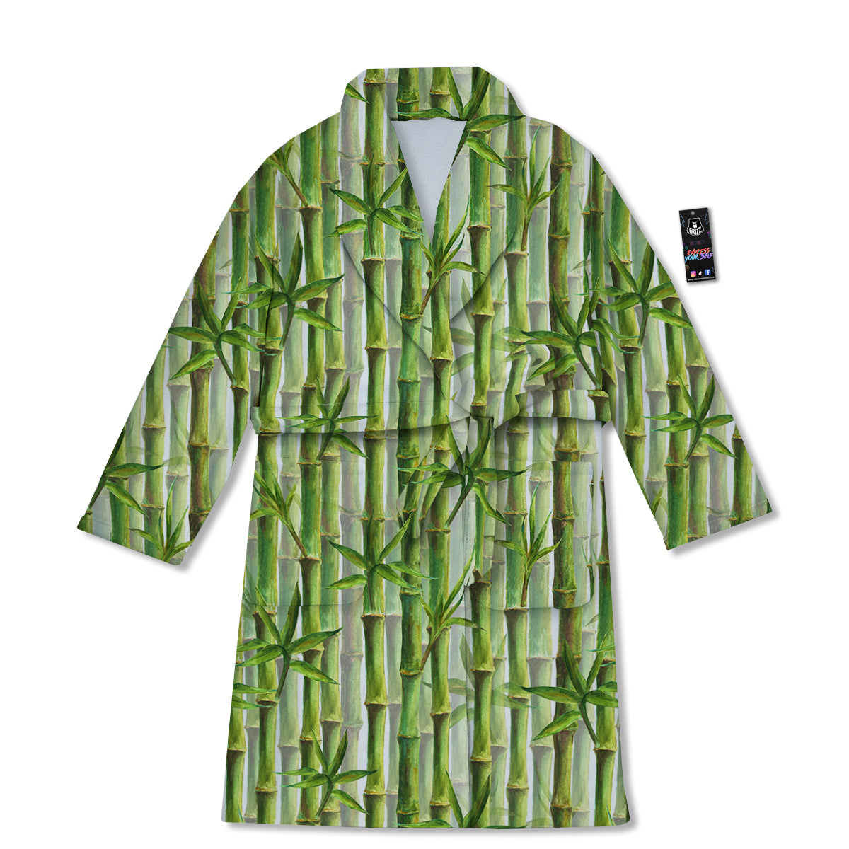 Bamboo Watercolor Print Pattern Bathrobe-grizzshop