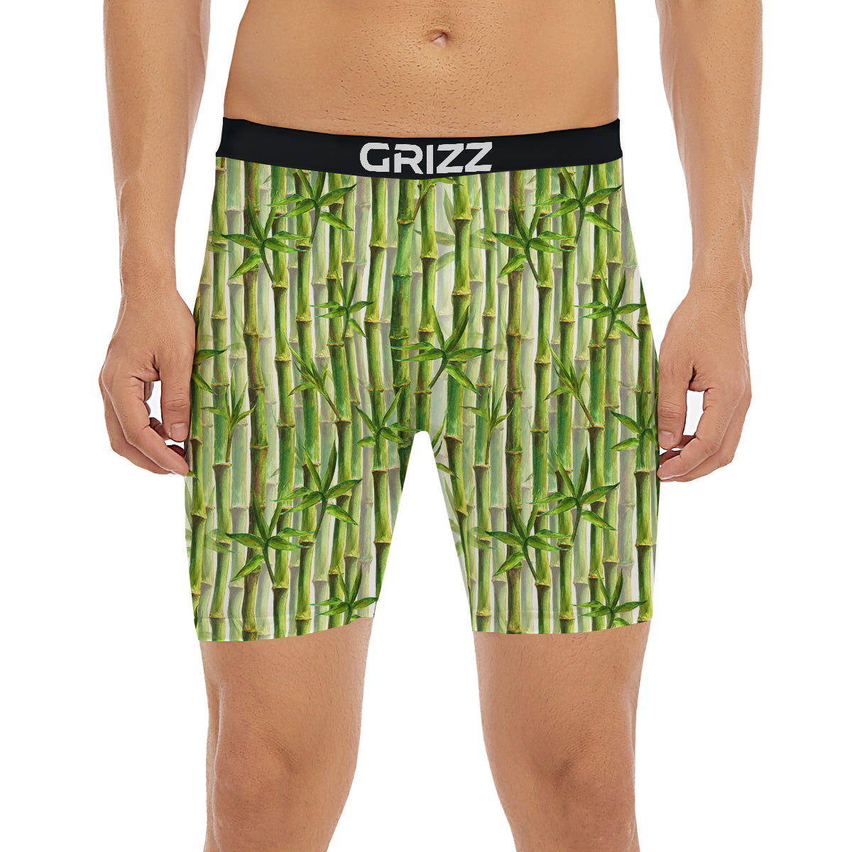 Bamboo Watercolor Print Pattern Boxer Briefs-grizzshop