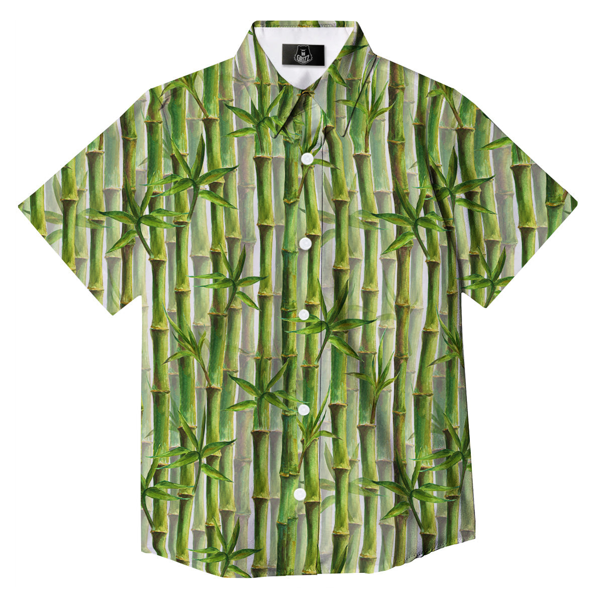 Bamboo Watercolor Print Pattern Button Up Shirt-grizzshop
