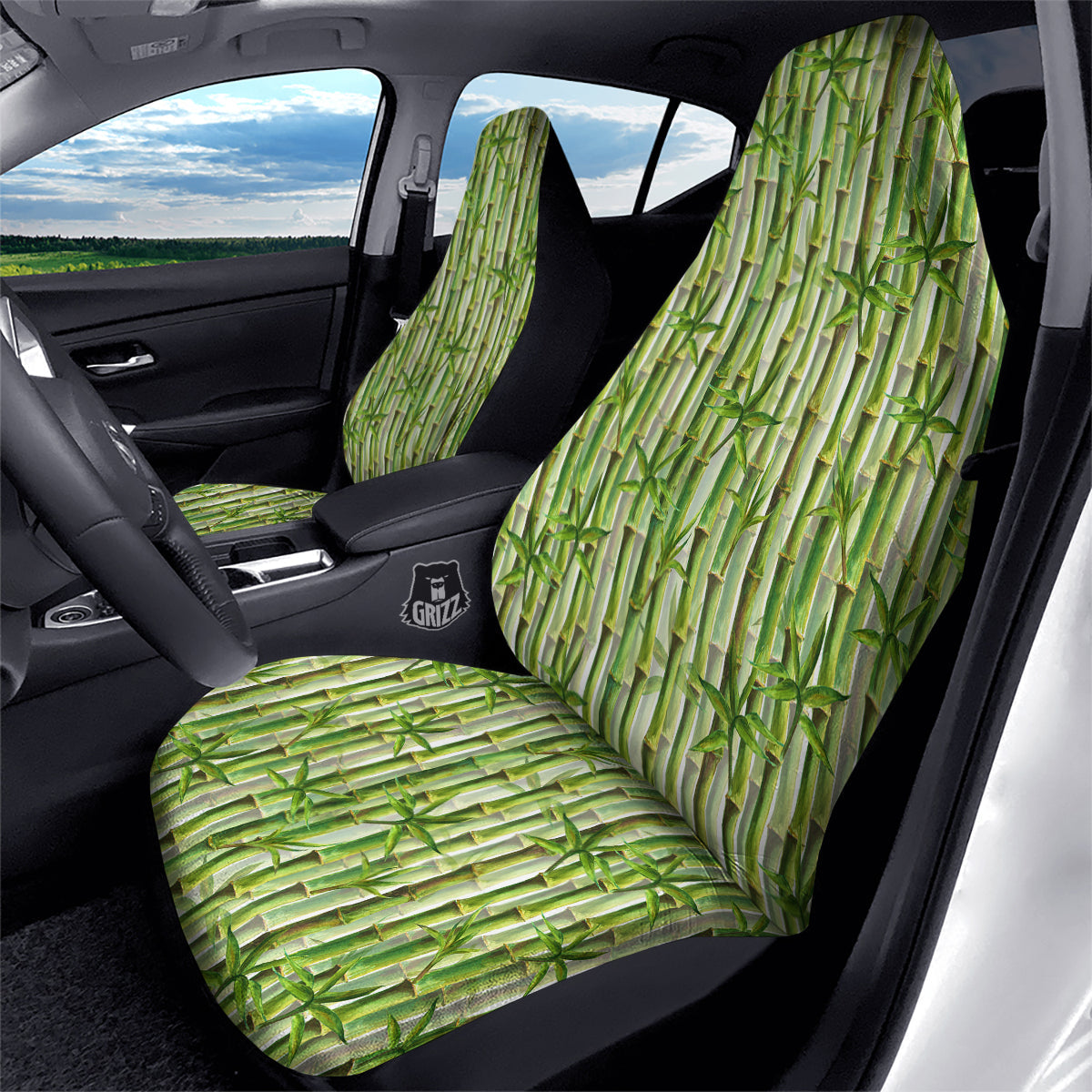 Bamboo Watercolor Print Pattern Car Seat Covers-grizzshop