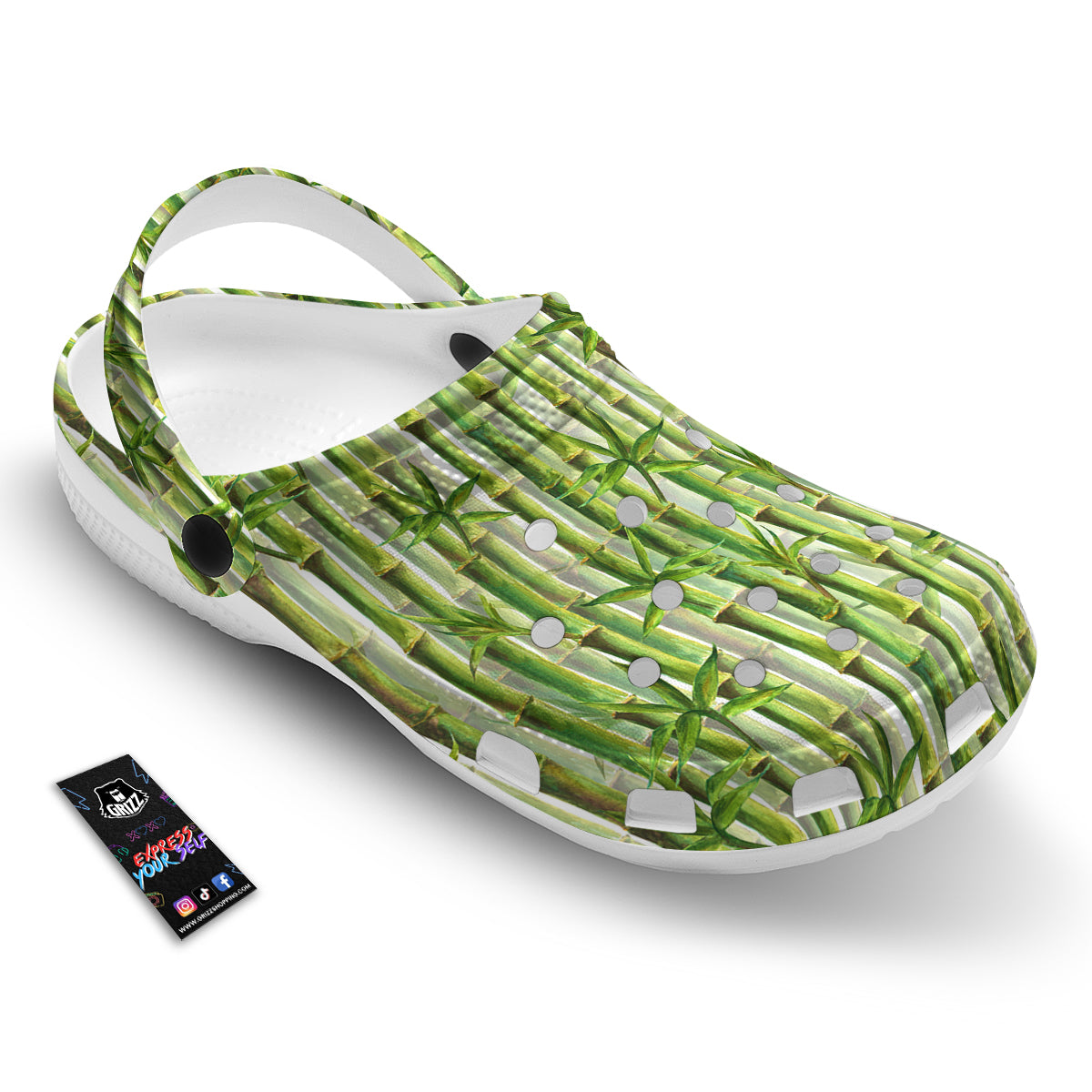 Bamboo Watercolor Print Pattern Clog-grizzshop