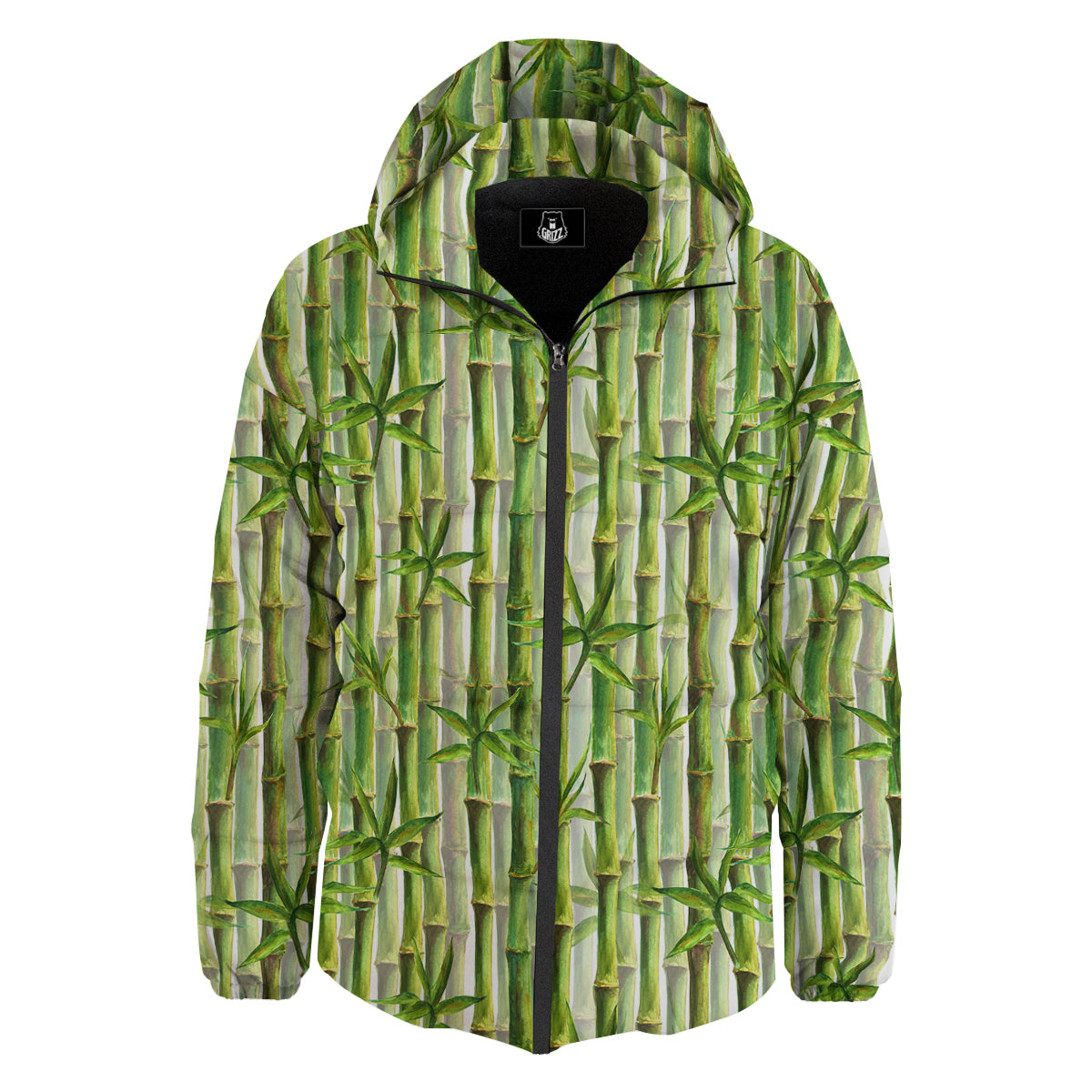 Bamboo Watercolor Print Pattern Down Jacket-grizzshop
