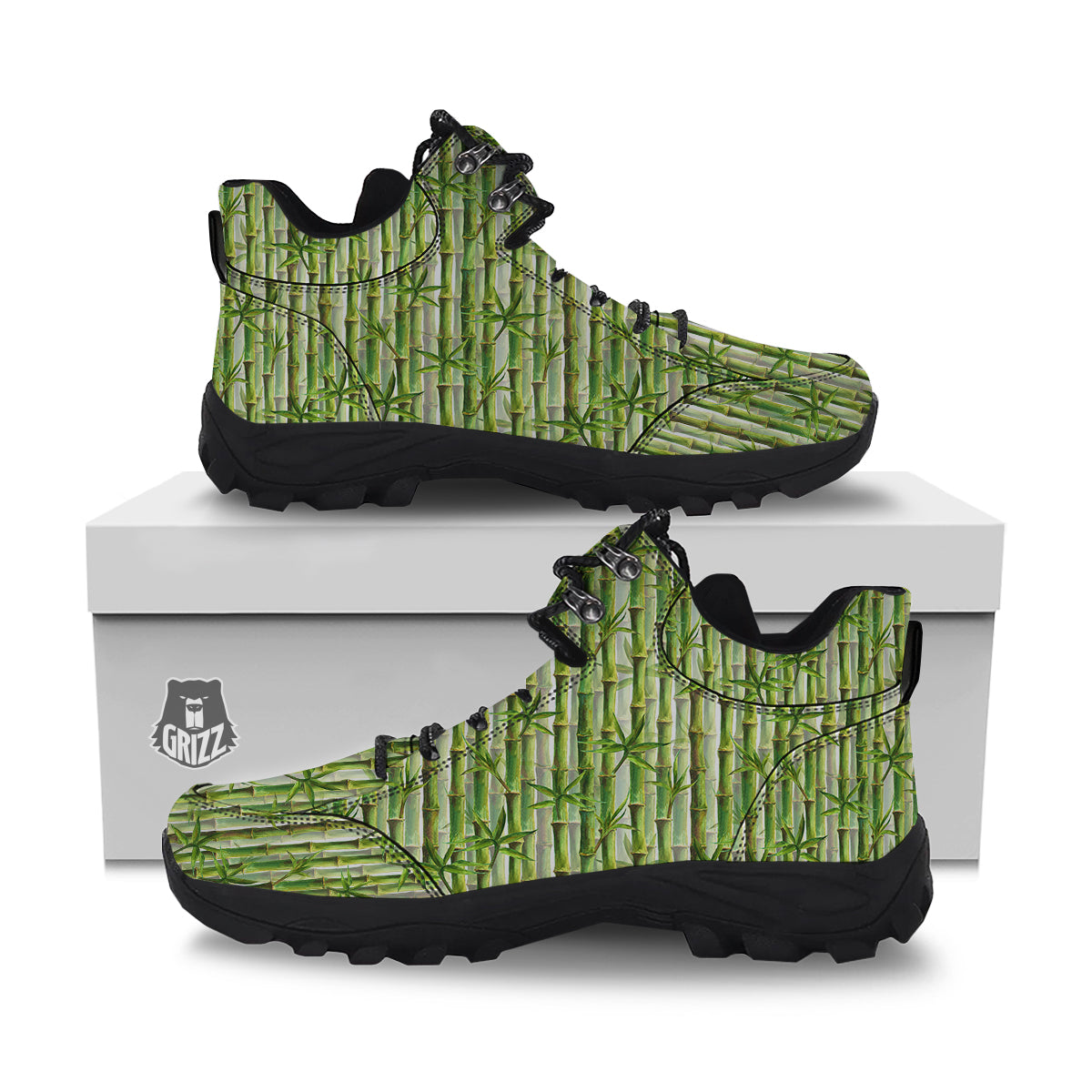 Bamboo Watercolor Print Pattern Hiking Shoes-grizzshop