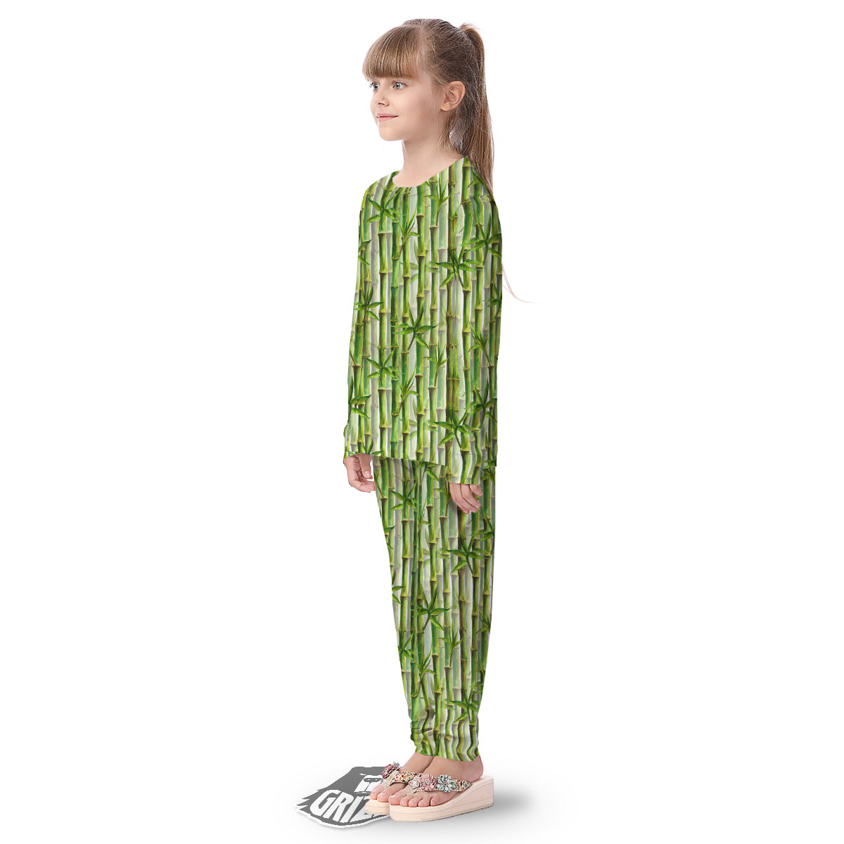 Bamboo Watercolor Print Pattern Kid's Pajamas-grizzshop