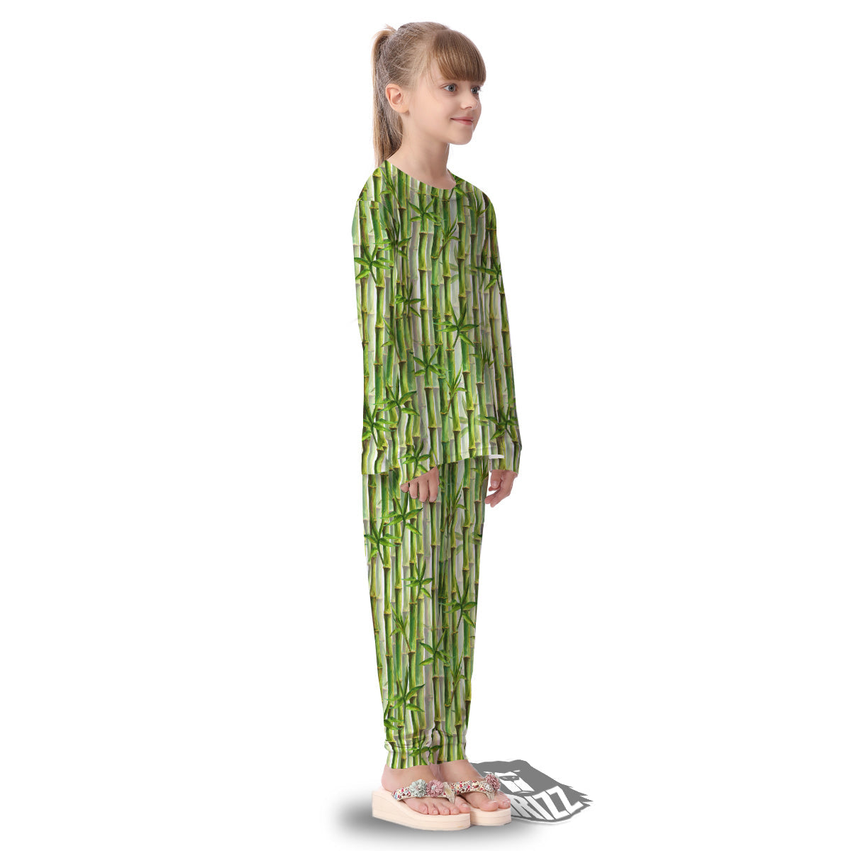 Bamboo Watercolor Print Pattern Kid's Pajamas-grizzshop