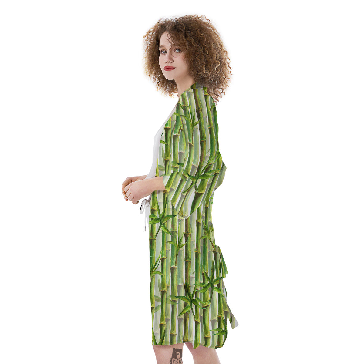 Bamboo Watercolor Print Pattern Kimono-grizzshop