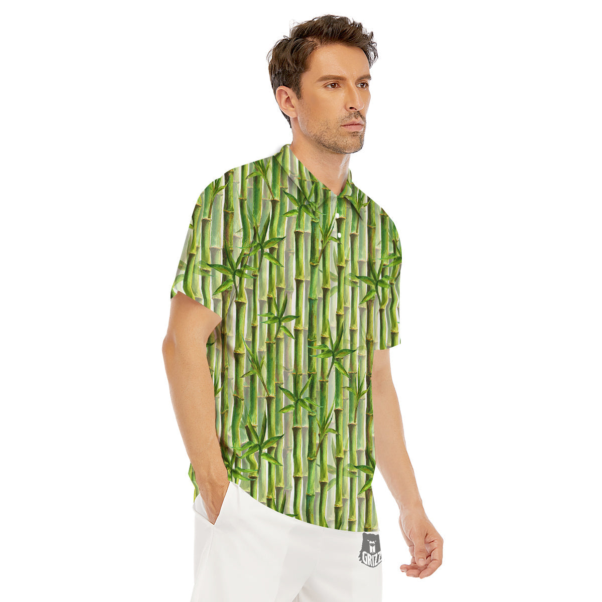 Bamboo Watercolor Print Pattern Men's Golf Shirts-grizzshop