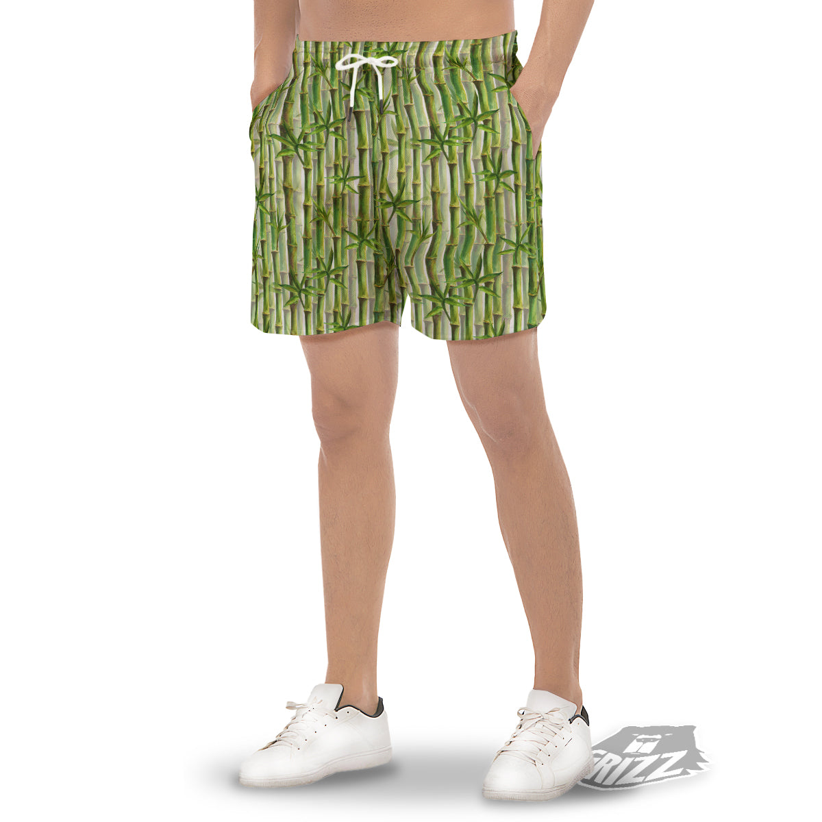 Bamboo Watercolor Print Pattern Men's Gym Shorts-grizzshop
