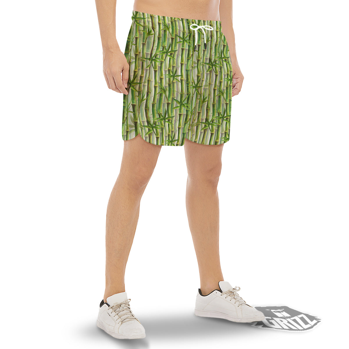 Bamboo Watercolor Print Pattern Men's Gym Shorts-grizzshop