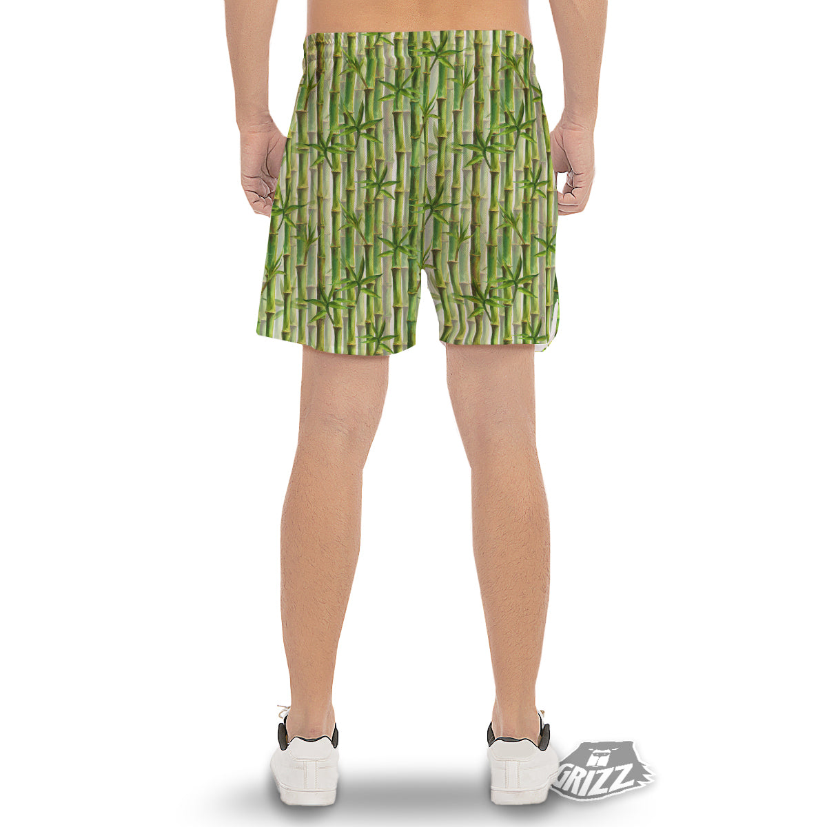 Bamboo Watercolor Print Pattern Men's Gym Shorts-grizzshop