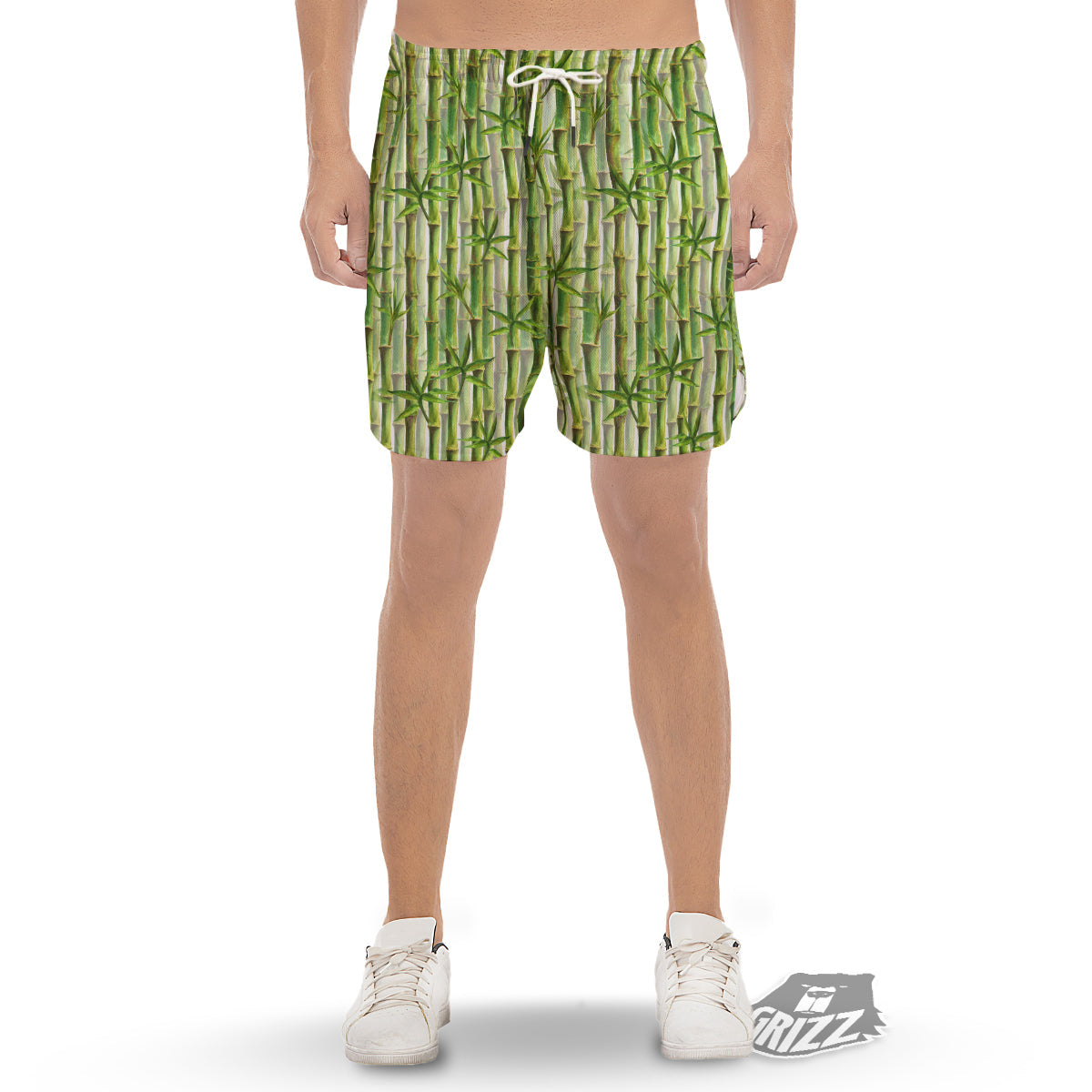 Bamboo Watercolor Print Pattern Men's Gym Shorts-grizzshop