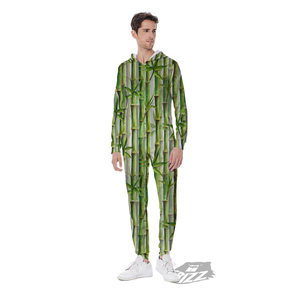 Bamboo Watercolor Print Pattern Men's Jumpsuit-grizzshop