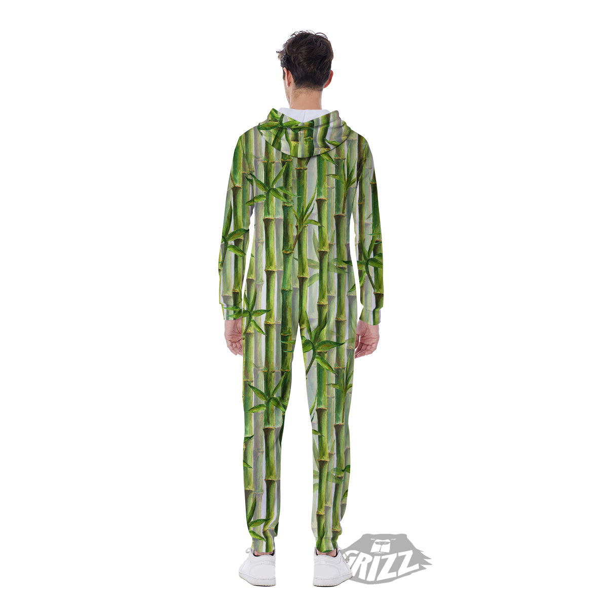Bamboo Watercolor Print Pattern Men's Jumpsuit-grizzshop