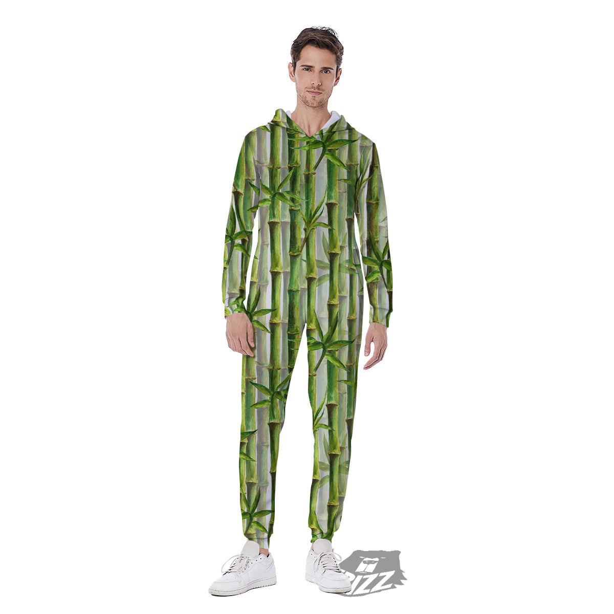 Bamboo Watercolor Print Pattern Men's Jumpsuit-grizzshop
