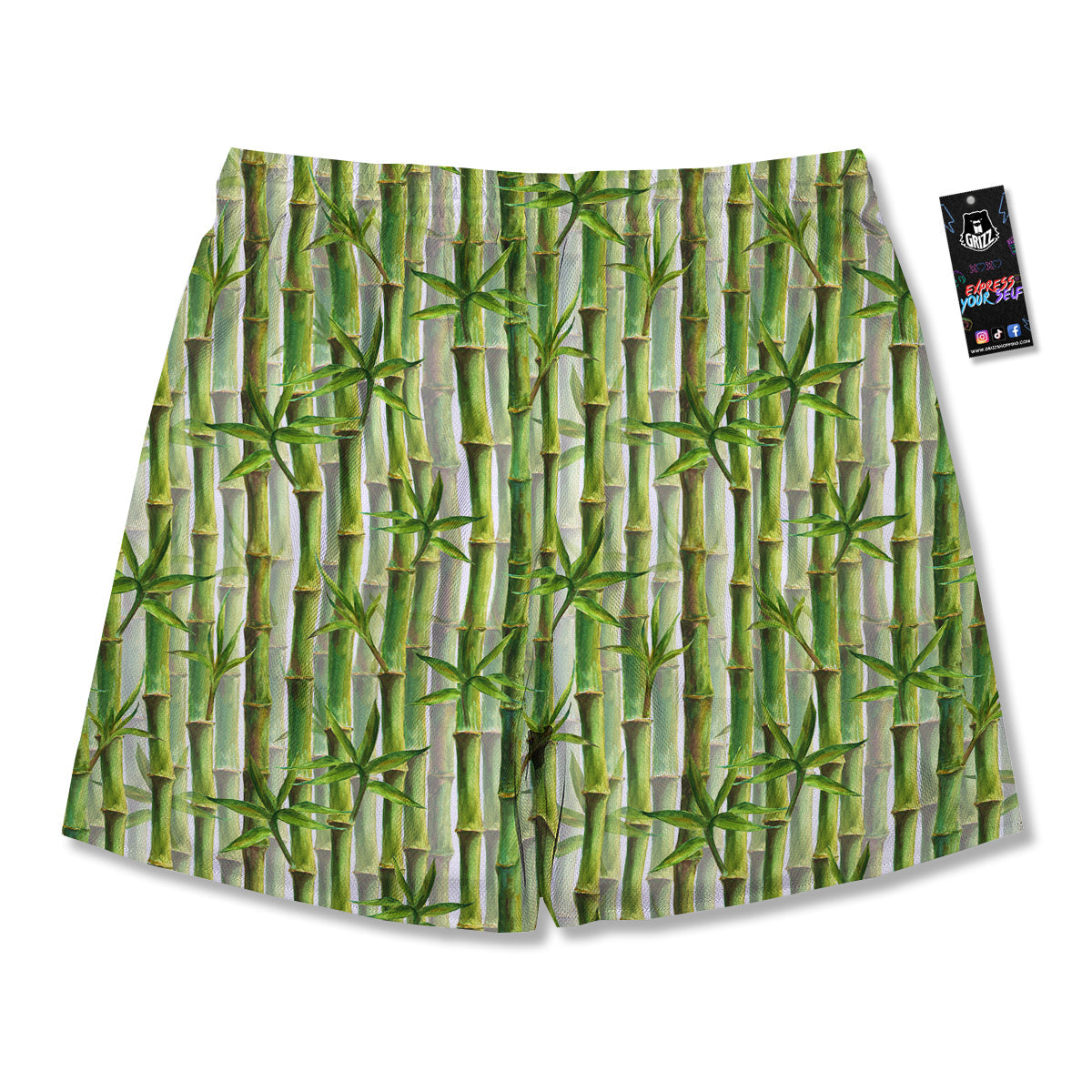 Bamboo Watercolor Print Pattern Men's Running Shorts-grizzshop