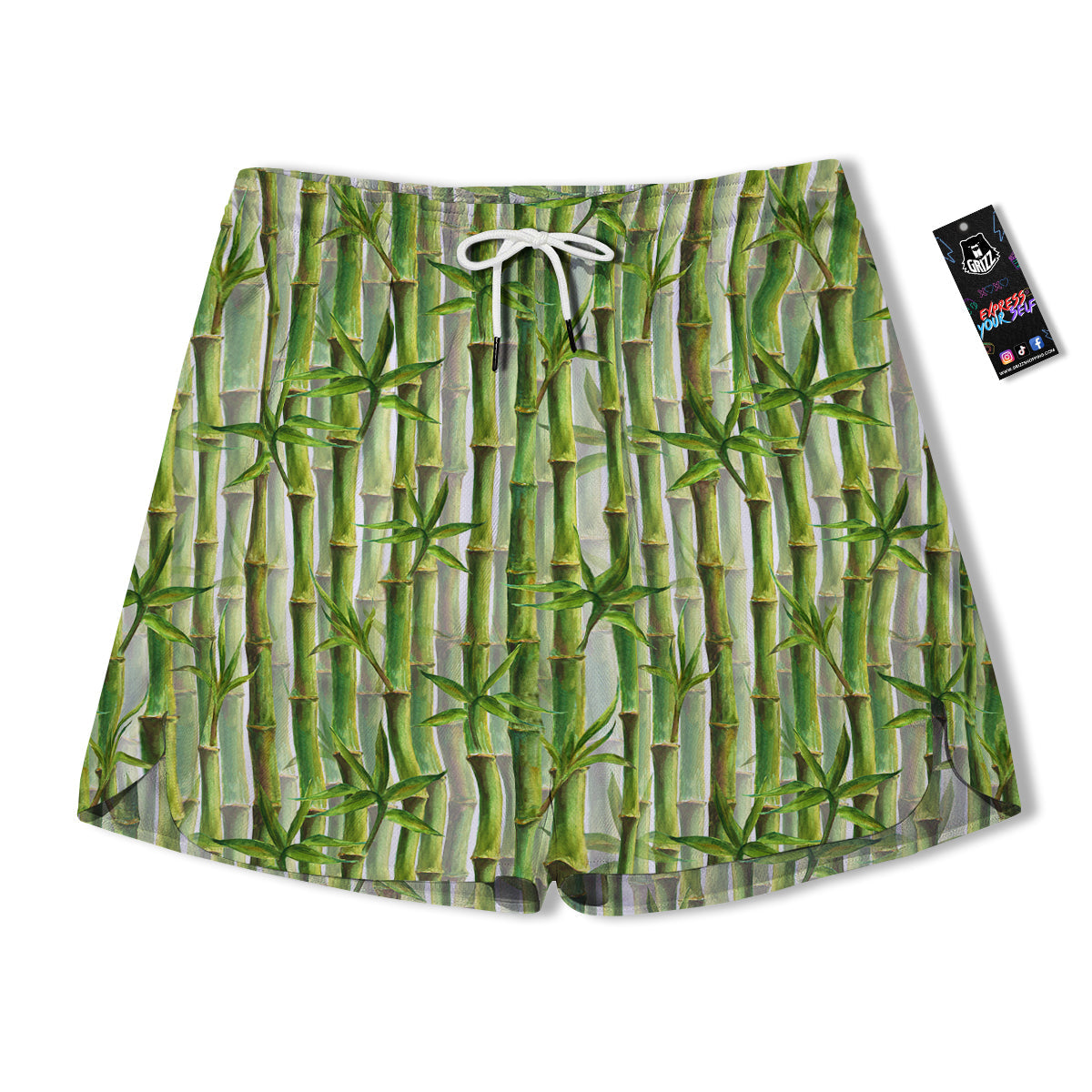 Bamboo Watercolor Print Pattern Men's Running Shorts-grizzshop