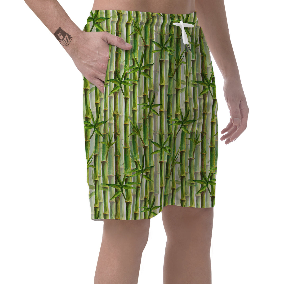 Bamboo Watercolor Print Pattern Men's Shorts-grizzshop