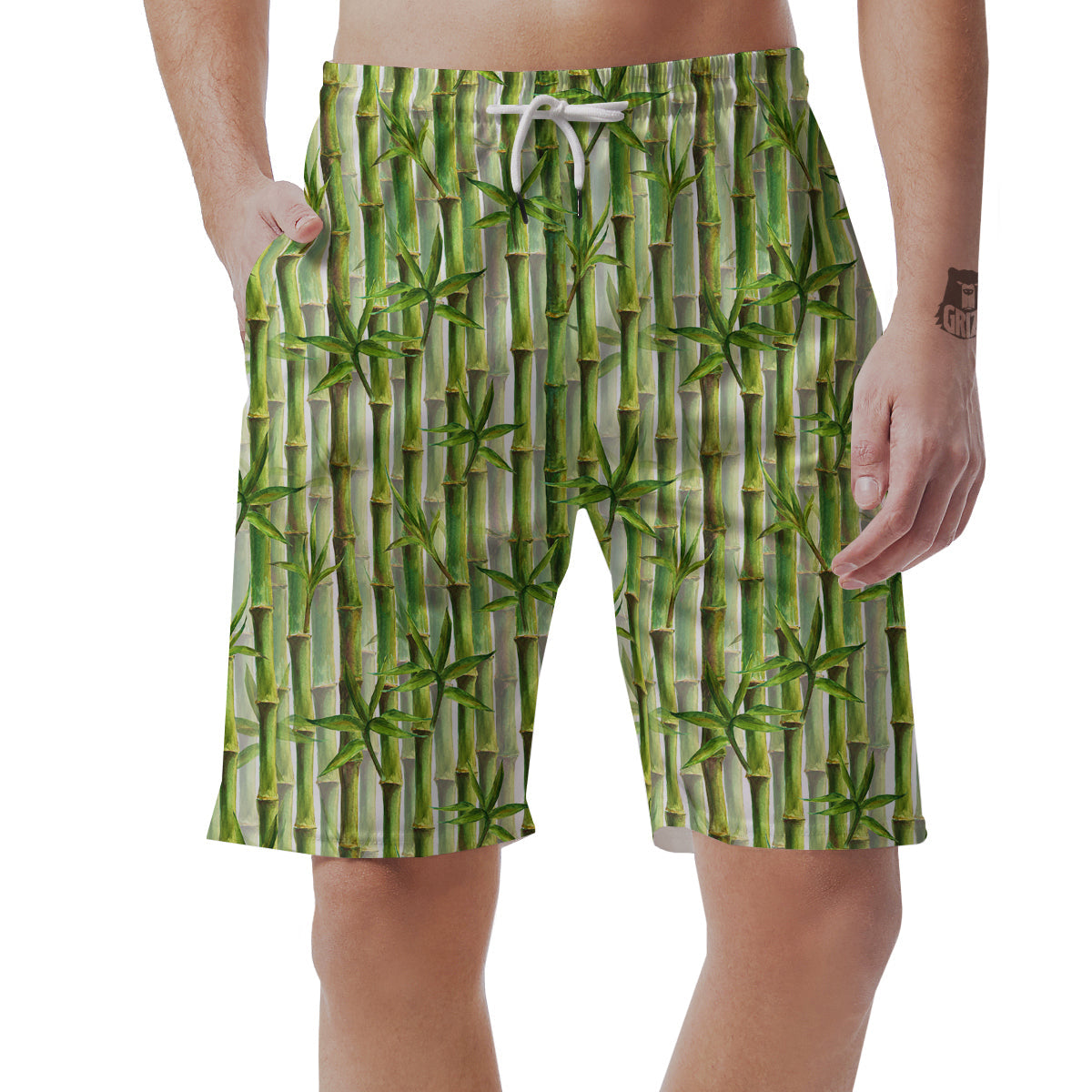 Bamboo Watercolor Print Pattern Men's Shorts-grizzshop