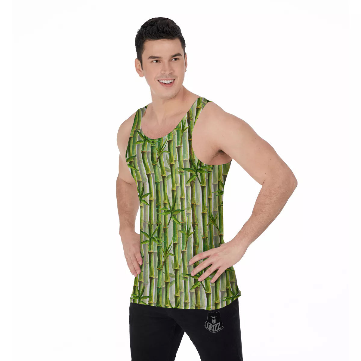 Bamboo Watercolor Print Pattern Men's Tank Top-grizzshop