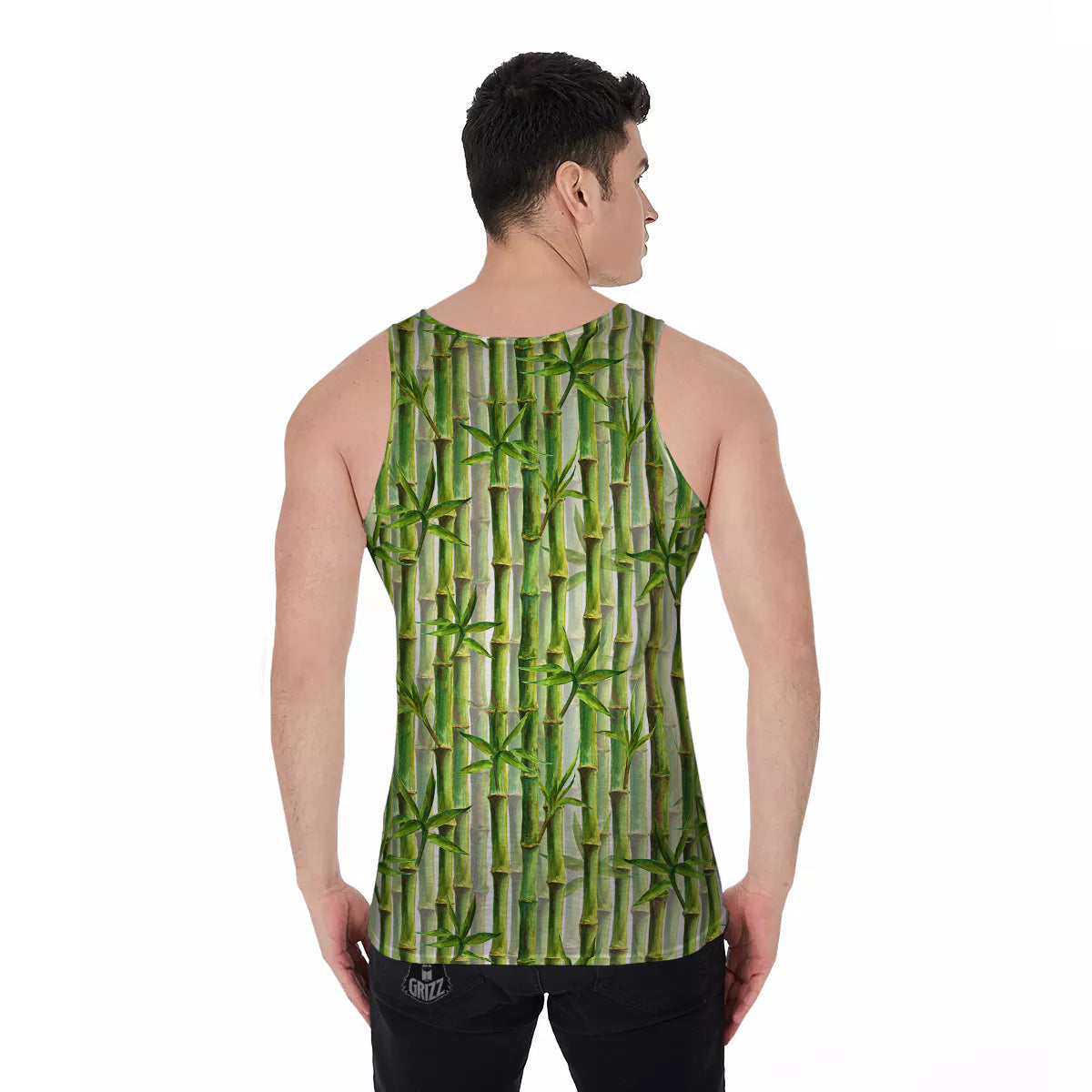 Bamboo Watercolor Print Pattern Men's Tank Top-grizzshop