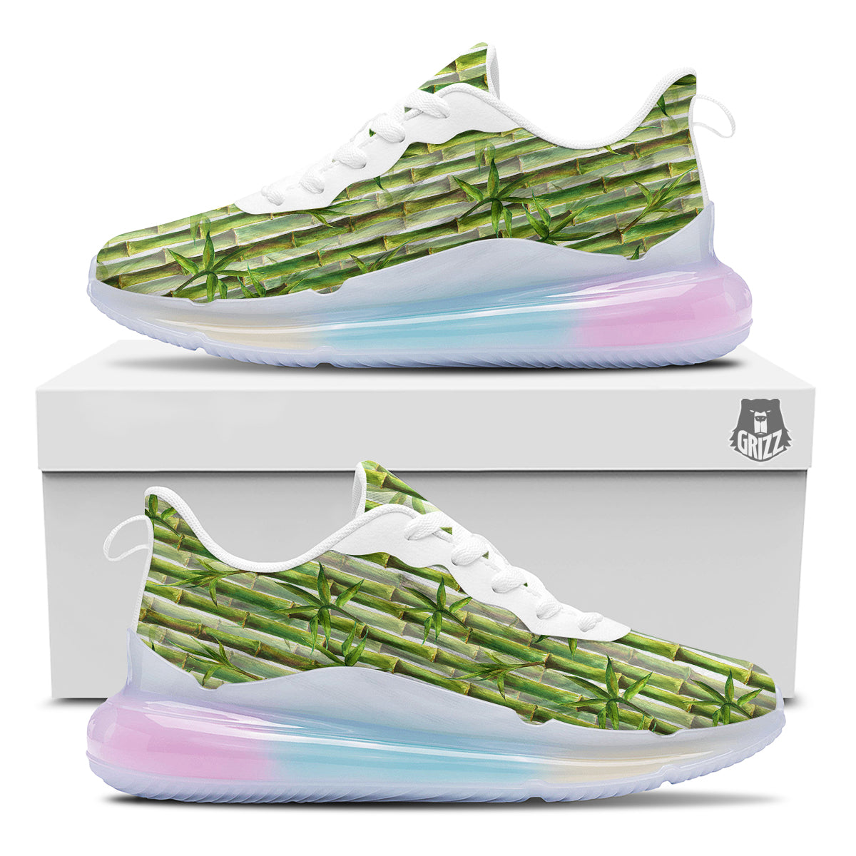 Bamboo Watercolor Print Pattern Running Sneakers-grizzshop
