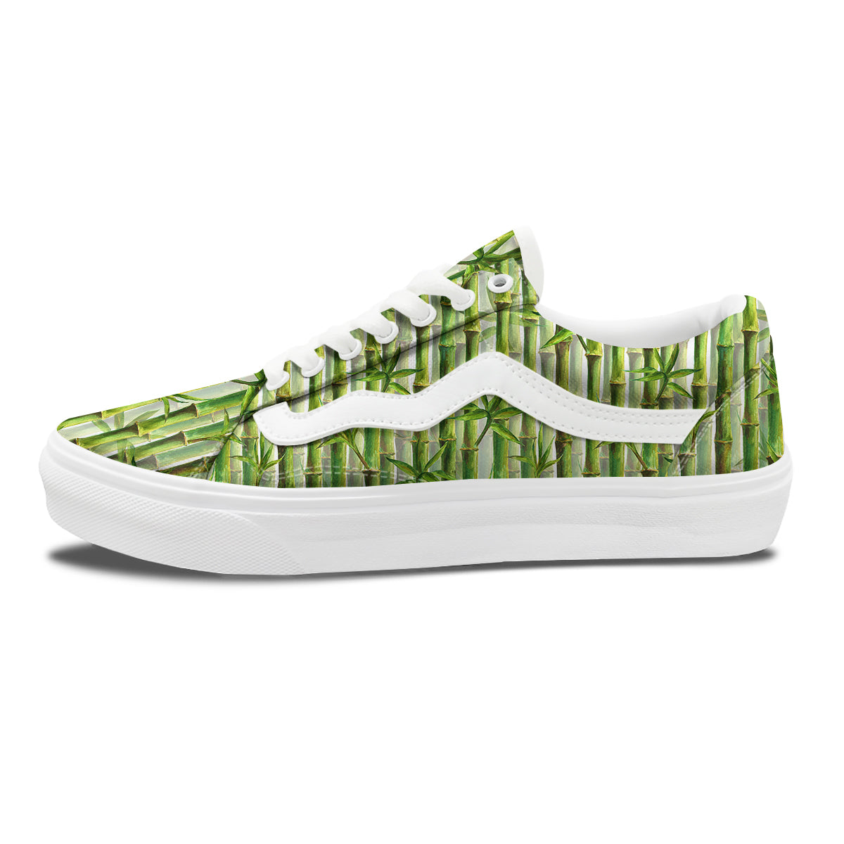 Bamboo Watercolor Print Pattern Skate Shoes-grizzshop