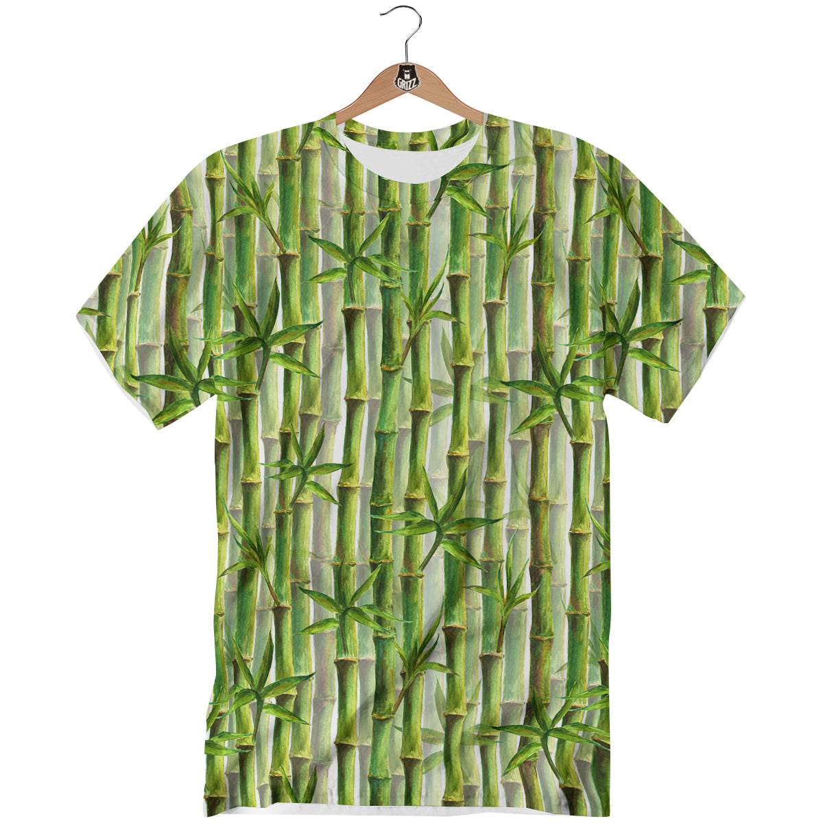 Bamboo Watercolor Print Pattern T-Shirt-grizzshop