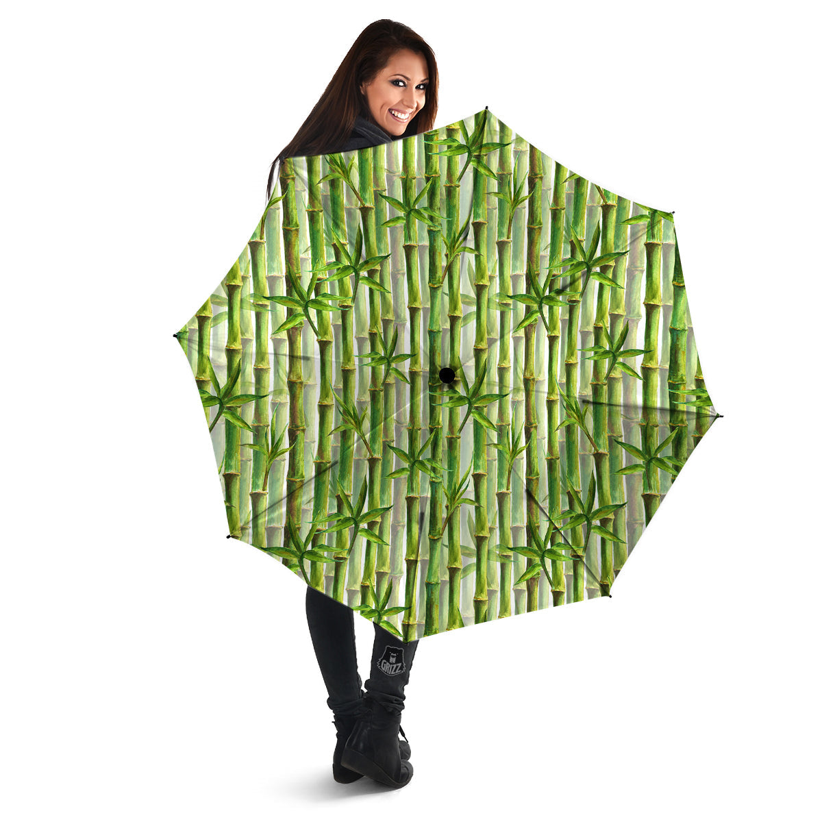 Bamboo Watercolor Print Pattern Umbrella-grizzshop