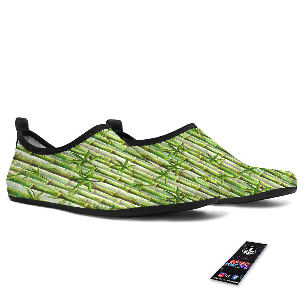 Bamboo Watercolor Print Pattern Water Shoes-grizzshop