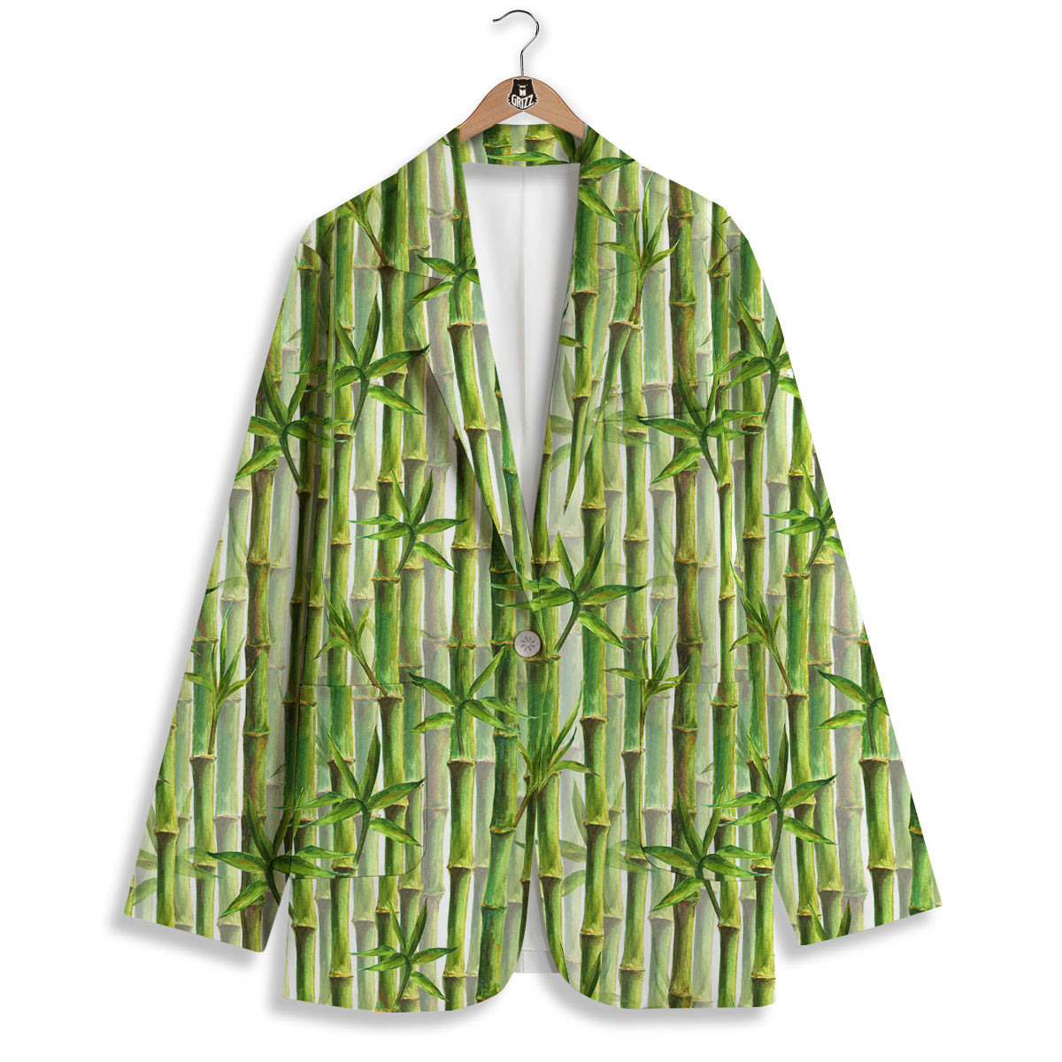 Bamboo Watercolor Print Pattern Women's Blazer-grizzshop