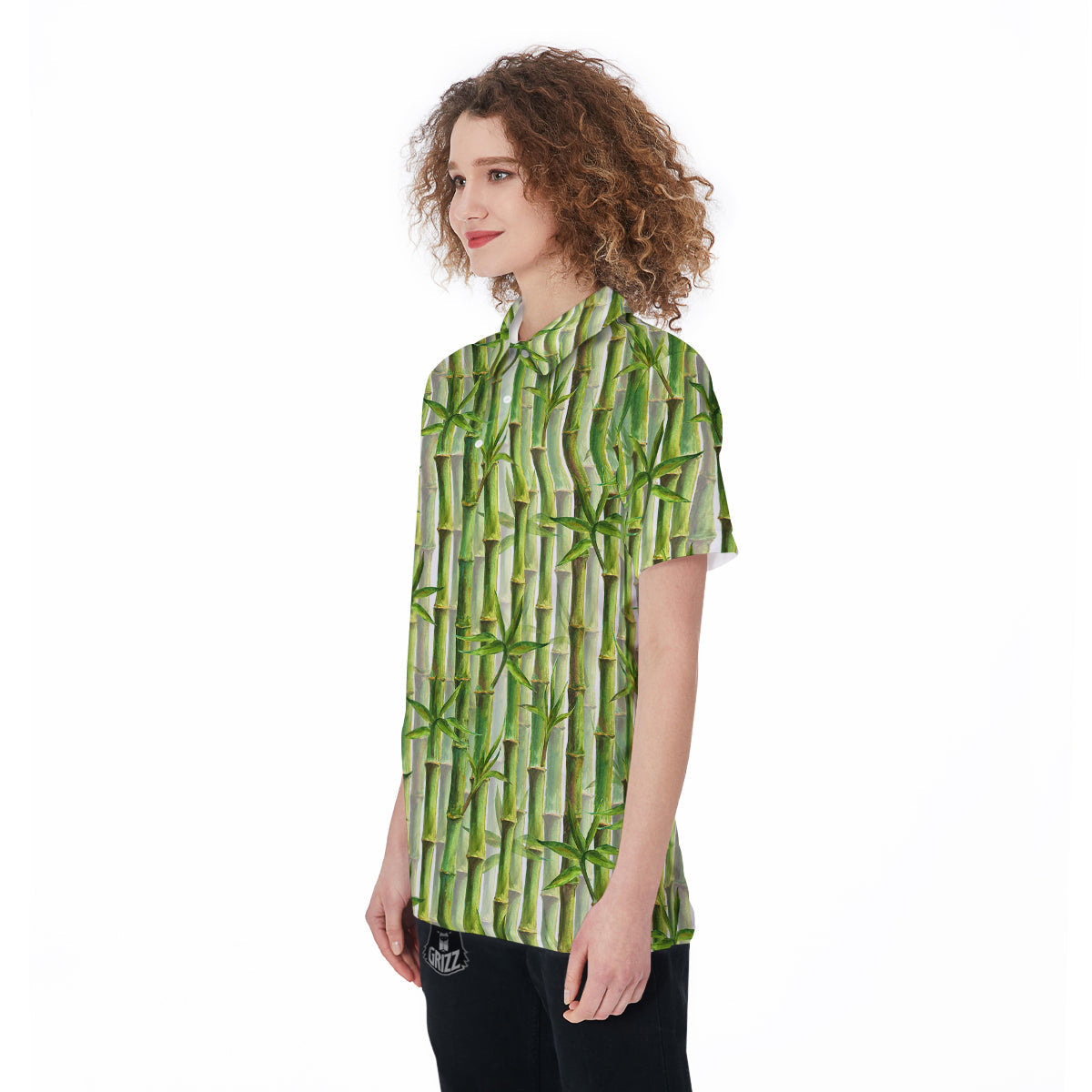 Bamboo Watercolor Print Pattern Women's Golf Shirts-grizzshop