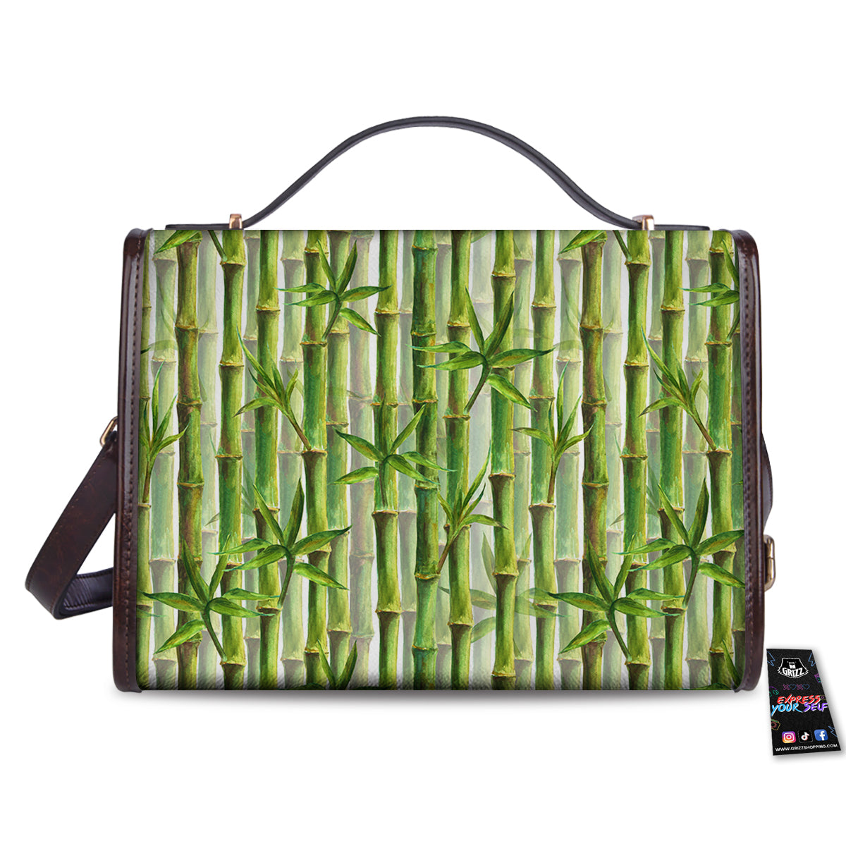 Bamboo Watercolor Print Pattern Women's Satchel Bag-grizzshop