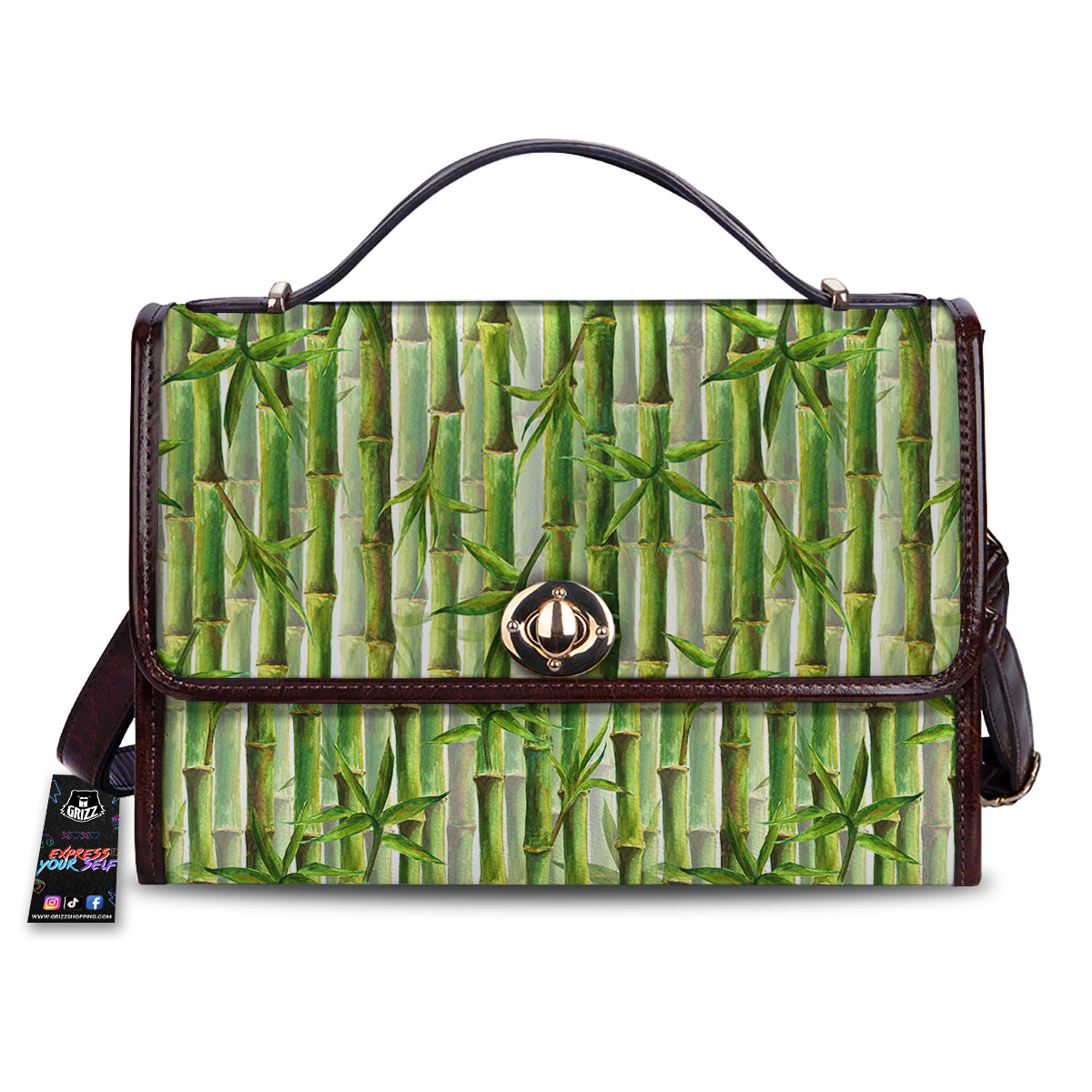 Bamboo Watercolor Print Pattern Women's Satchel Bag-grizzshop