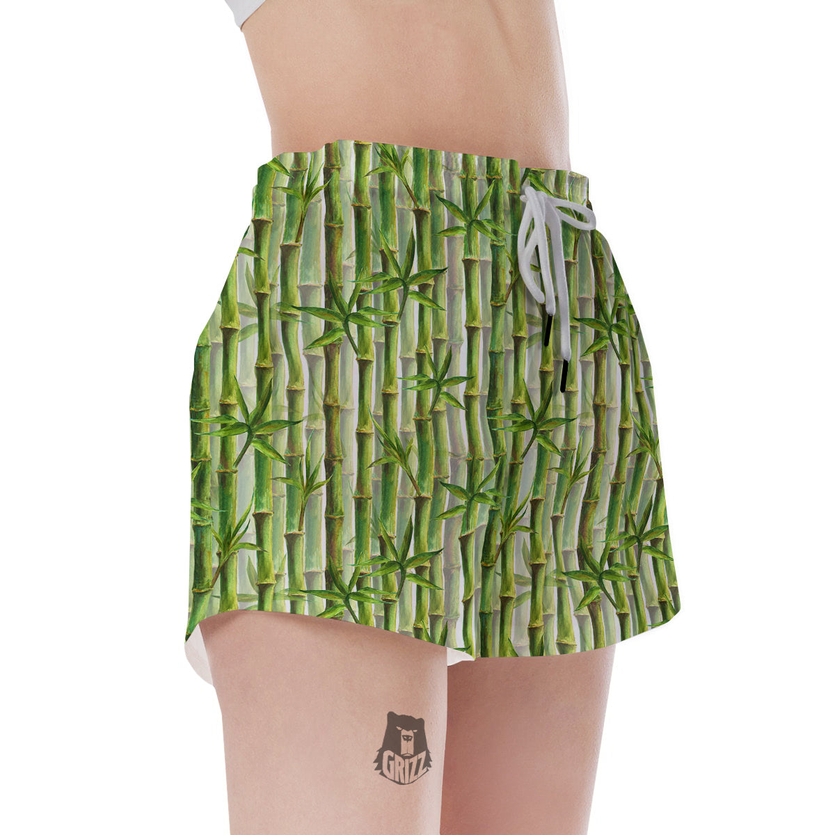 Bamboo Watercolor Print Pattern Women's Shorts-grizzshop