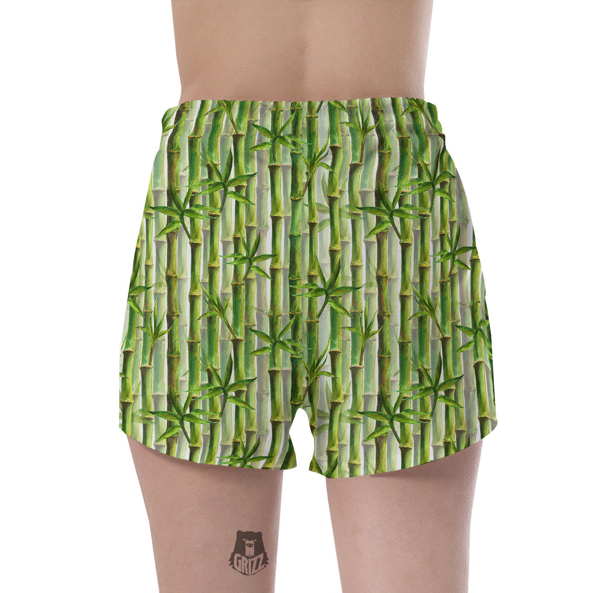 Bamboo Watercolor Print Pattern Women's Shorts-grizzshop