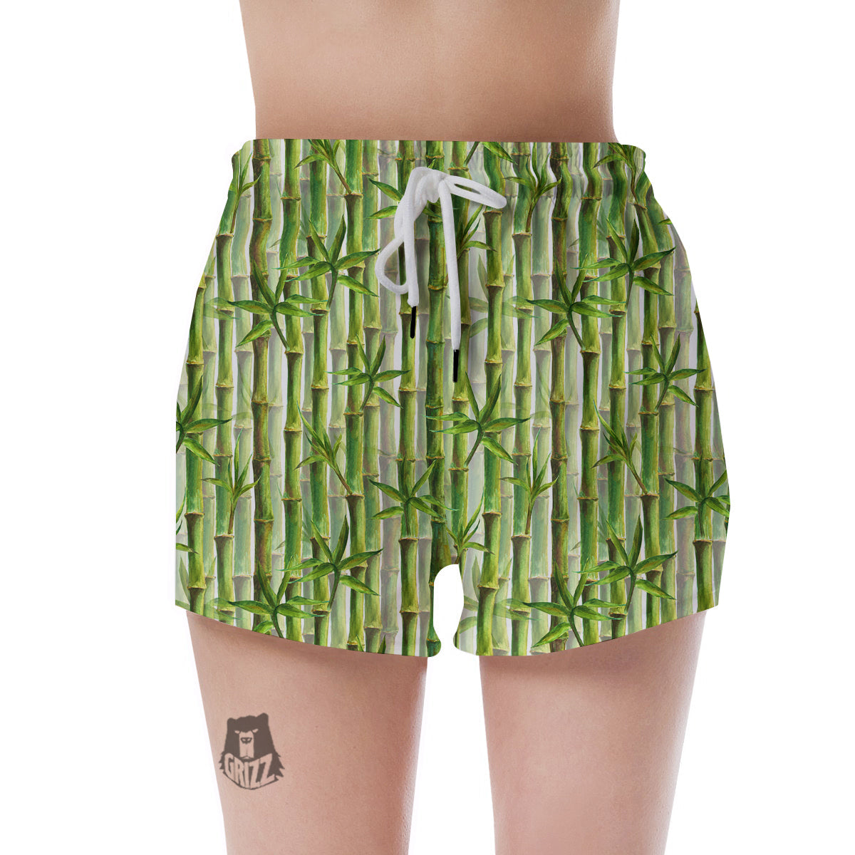 Bamboo Watercolor Print Pattern Women's Shorts-grizzshop