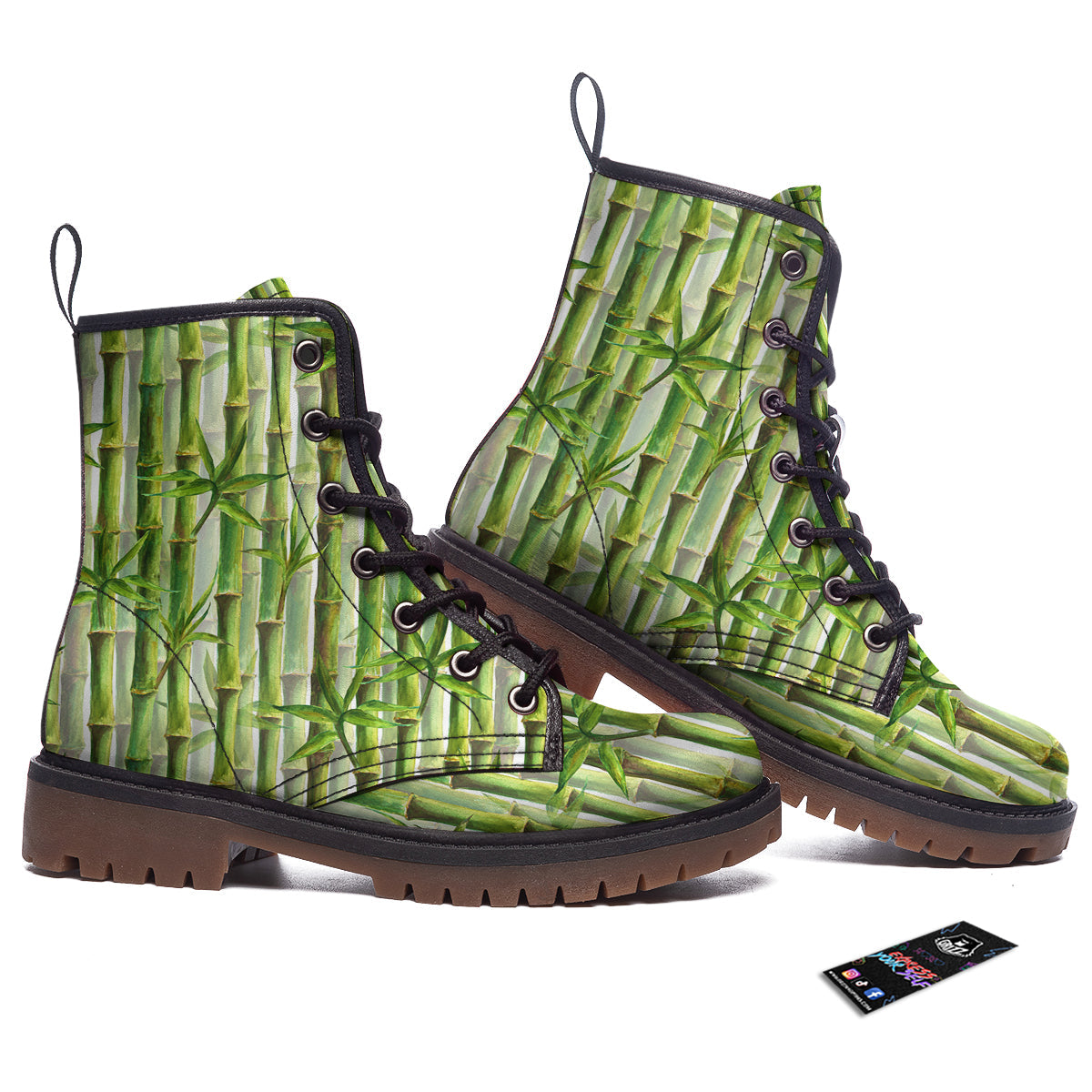 Bamboo Watercolor Print Pattern Work Boots-grizzshop