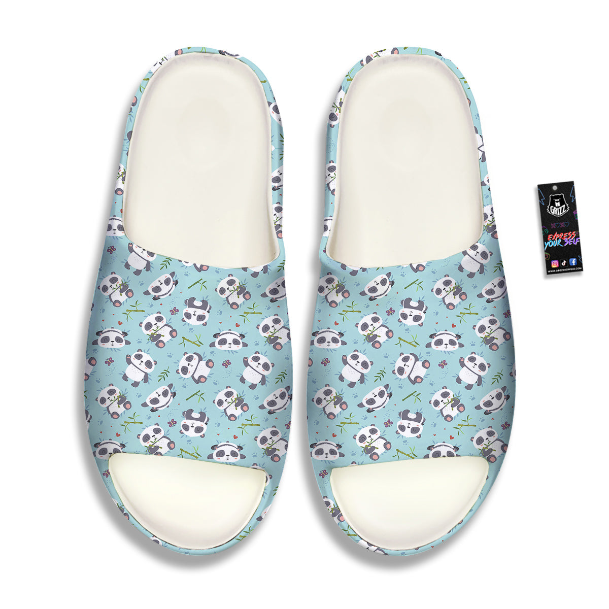 Bamboo And Cute Panda Print Pattern Sandals-grizzshop