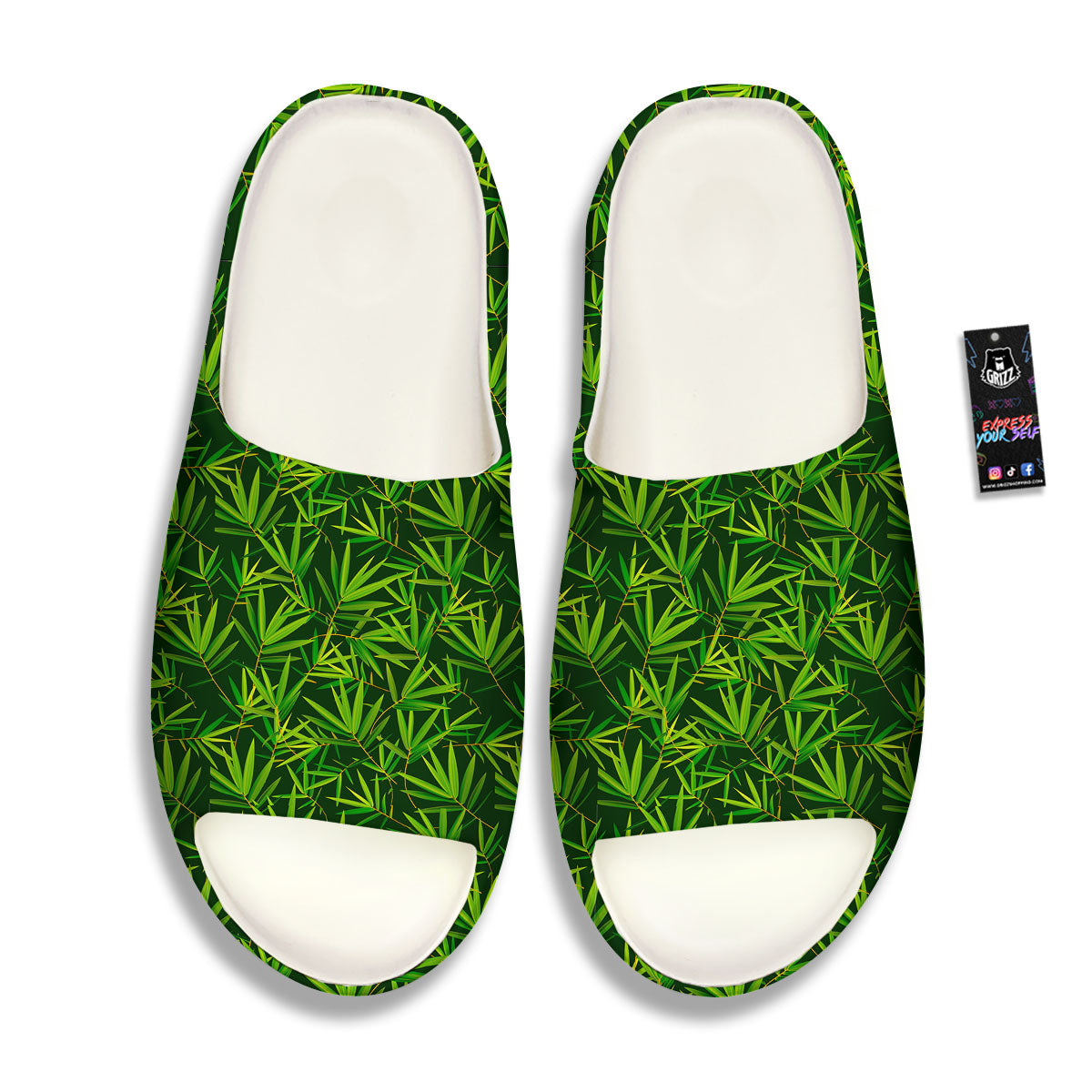 Bamboo Leaf Green Print Pattern Sandals-grizzshop