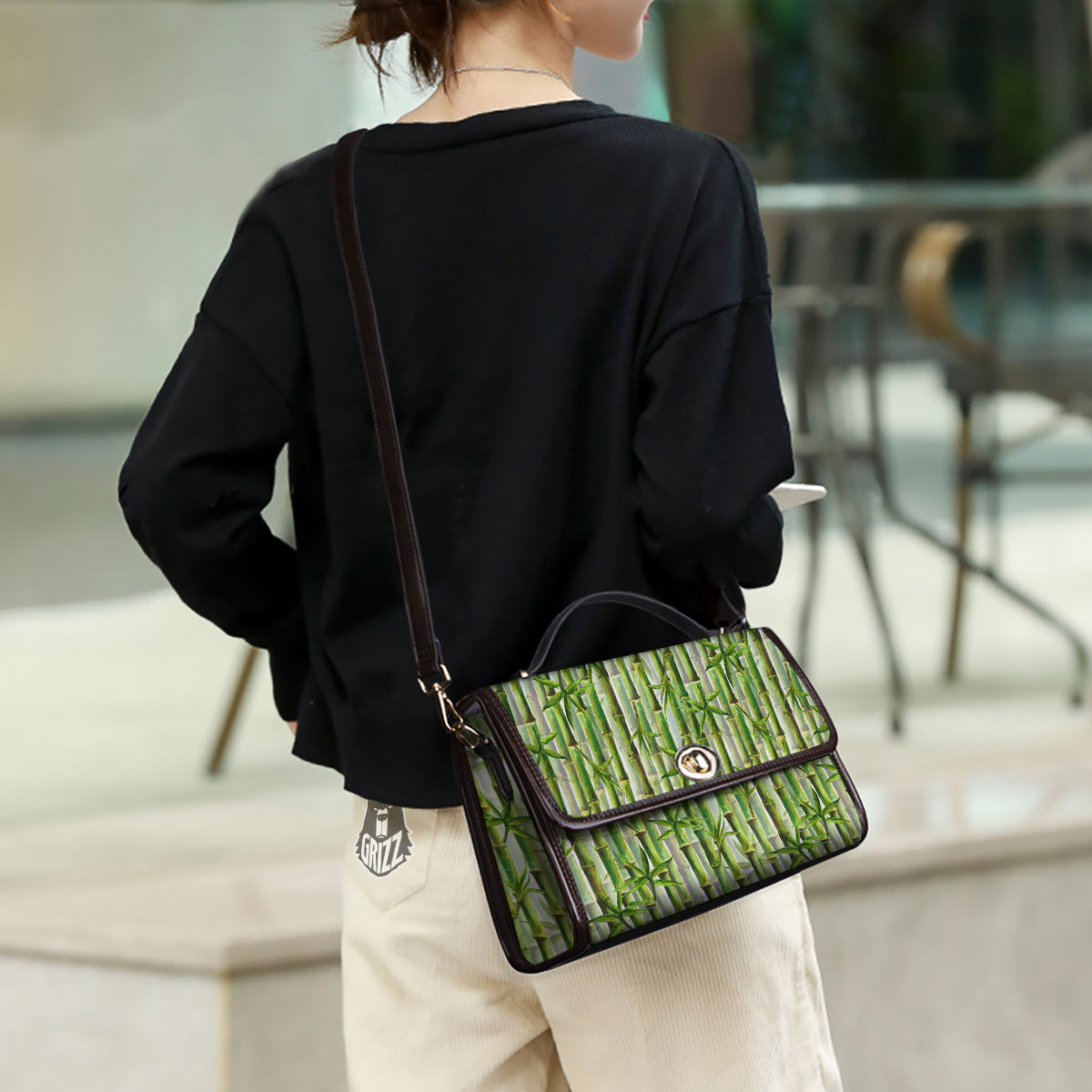 Bamboo Watercolor Print Pattern Women's Satchel Bag