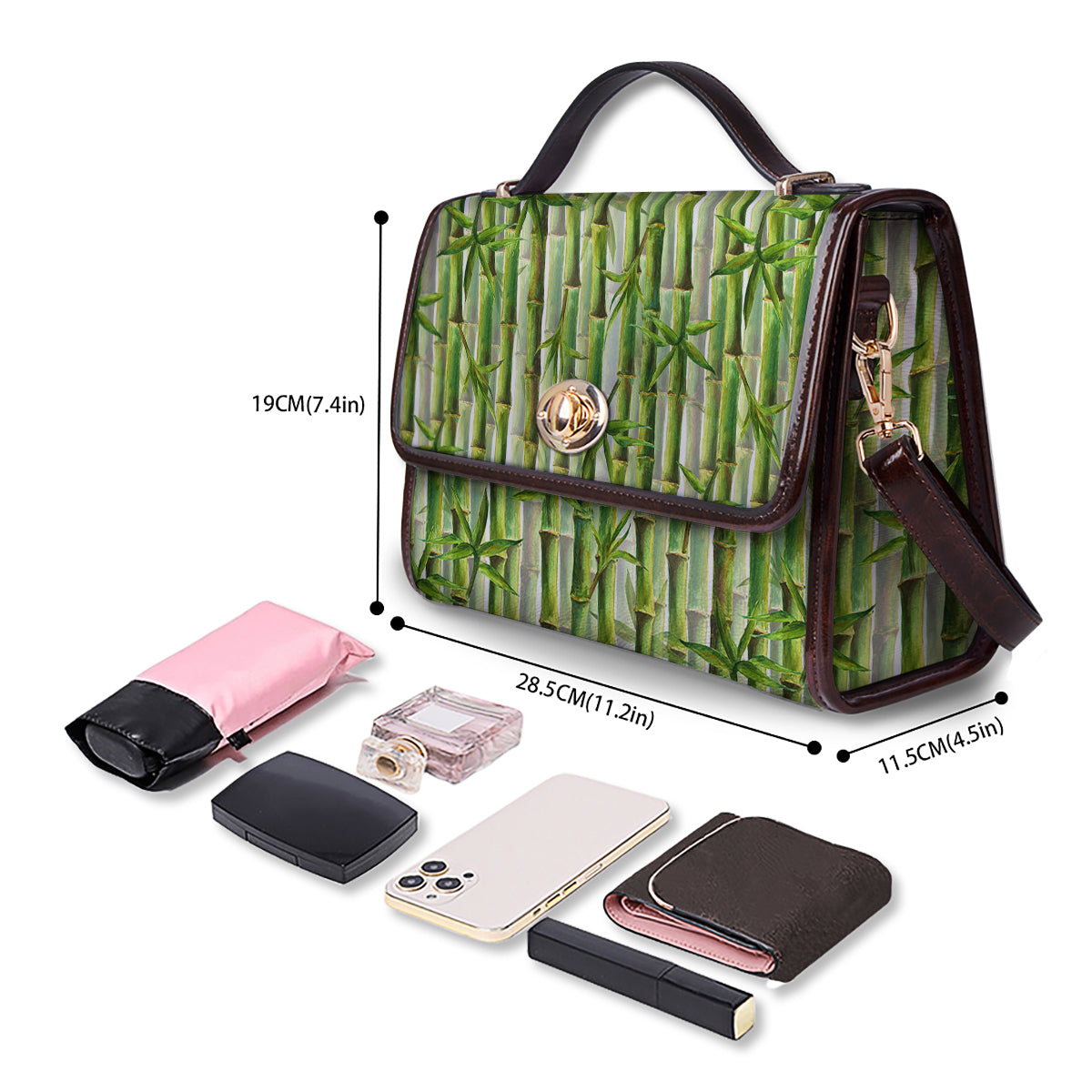Bamboo Watercolor Print Pattern Women's Satchel Bag