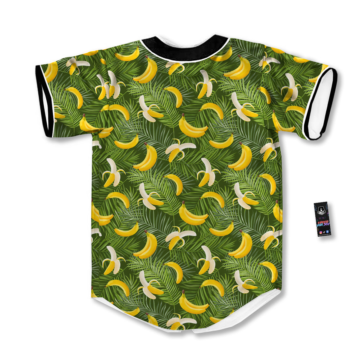 Banana Aloha Print Pattern Baseball Jersey-grizzshop
