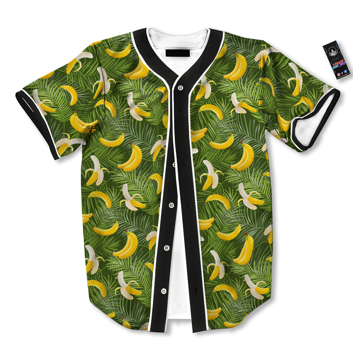 Banana Aloha Print Pattern Baseball Jersey-grizzshop