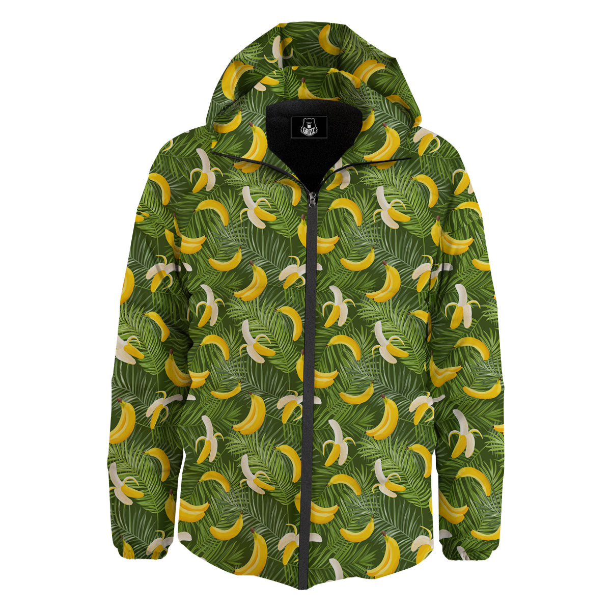 Banana Aloha Print Pattern Down Jacket-grizzshop