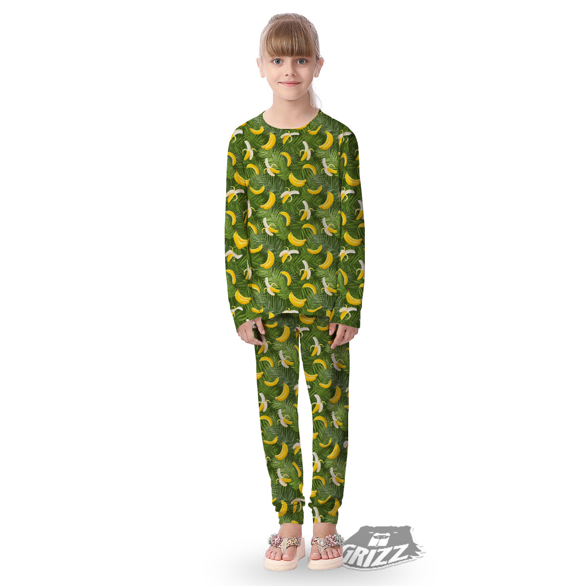 Banana Aloha Print Pattern Kid's Pajamas-grizzshop
