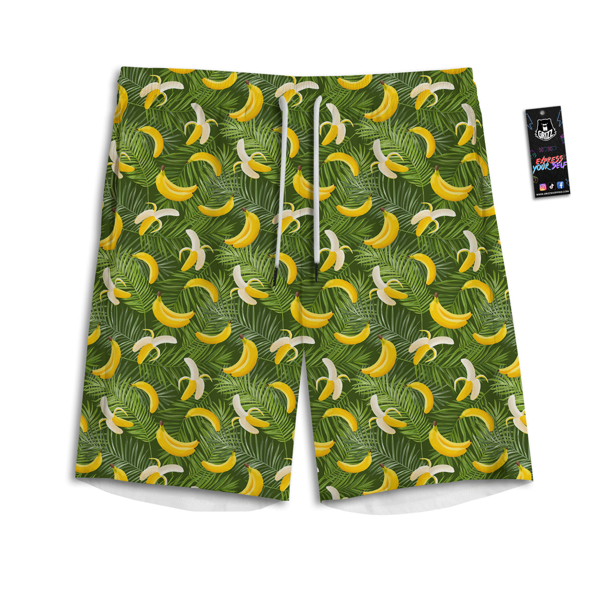 Banana Aloha Print Pattern Men's Athletic Shorts