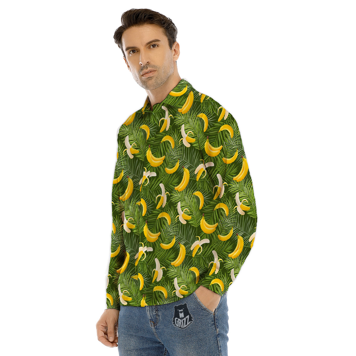 Banana Aloha Print Pattern Men's Dress Shirts-grizzshop