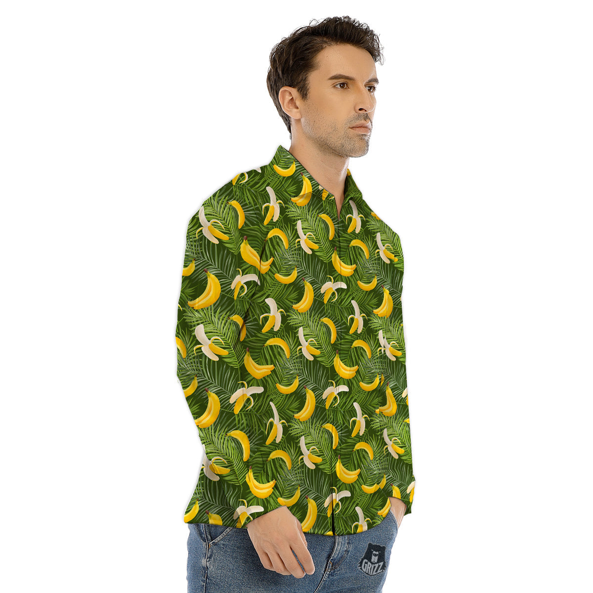 Banana Aloha Print Pattern Men's Dress Shirts-grizzshop